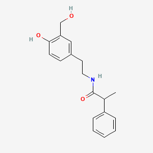 molecular formula C18H21NO3 B7272780 N-[2-[4-hydroxy-3-(hydroxymethyl)phenyl]ethyl]-2-phenylpropanamide 
