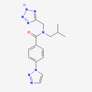 molecular formula C15H18N8O B7272807 N-(2-methylpropyl)-N-(2H-tetrazol-5-ylmethyl)-4-(triazol-1-yl)benzamide 
