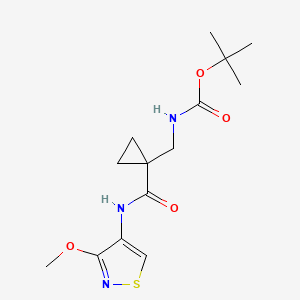 molecular formula C14H21N3O4S B7272880 tert-butyl N-[[1-[(3-methoxy-1,2-thiazol-4-yl)carbamoyl]cyclopropyl]methyl]carbamate 