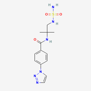 molecular formula C13H18N6O3S B7272942 N-[2-methyl-1-(sulfamoylamino)propan-2-yl]-4-(triazol-1-yl)benzamide 