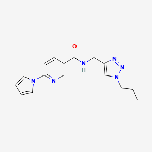 molecular formula C16H18N6O B7272970 N-[(1-propyltriazol-4-yl)methyl]-6-pyrrol-1-ylpyridine-3-carboxamide 