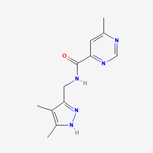 molecular formula C12H15N5O B7272977 N-[(4,5-dimethyl-1H-pyrazol-3-yl)methyl]-6-methylpyrimidine-4-carboxamide 