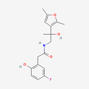 molecular formula C17H20FNO4 B7273060 N-[2-(2,5-dimethylfuran-3-yl)-2-hydroxypropyl]-2-(5-fluoro-2-hydroxyphenyl)acetamide 