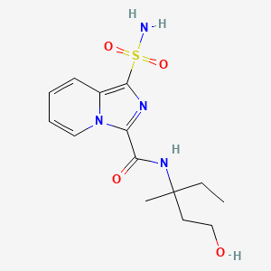 molecular formula C14H20N4O4S B7273093 N-(1-hydroxy-3-methylpentan-3-yl)-1-sulfamoylimidazo[1,5-a]pyridine-3-carboxamide 