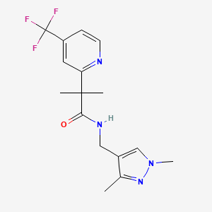 molecular formula C16H19F3N4O B7273103 N-[(1,3-dimethylpyrazol-4-yl)methyl]-2-methyl-2-[4-(trifluoromethyl)pyridin-2-yl]propanamide 