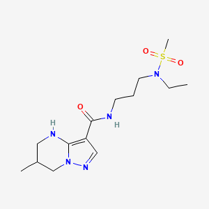 molecular formula C14H25N5O3S B7273116 N-[3-[ethyl(methylsulfonyl)amino]propyl]-6-methyl-4,5,6,7-tetrahydropyrazolo[1,5-a]pyrimidine-3-carboxamide 