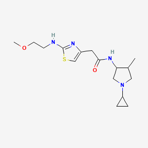 molecular formula C16H26N4O2S B7273147 N-(1-cyclopropyl-4-methylpyrrolidin-3-yl)-2-[2-(2-methoxyethylamino)-1,3-thiazol-4-yl]acetamide 