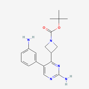 molecular formula C18H23N5O2 B7273178 Tert-butyl 3-[2-amino-5-(3-aminophenyl)pyrimidin-4-yl]azetidine-1-carboxylate 