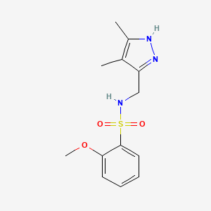 molecular formula C13H17N3O3S B7273267 N-[(4,5-dimethyl-1H-pyrazol-3-yl)methyl]-2-methoxybenzenesulfonamide 
