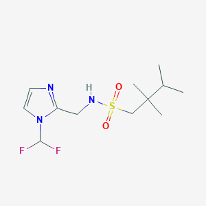 molecular formula C12H21F2N3O2S B7273286 N-[[1-(difluoromethyl)imidazol-2-yl]methyl]-2,2,3-trimethylbutane-1-sulfonamide 