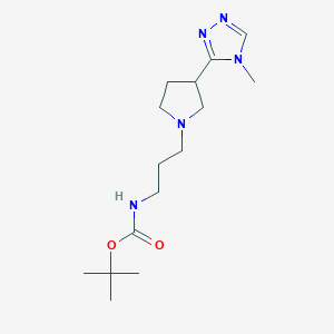 molecular formula C15H27N5O2 B7273405 tert-butyl N-[3-[3-(4-methyl-1,2,4-triazol-3-yl)pyrrolidin-1-yl]propyl]carbamate 