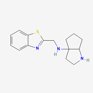 molecular formula C15H19N3S B7273438 N-(1,3-benzothiazol-2-ylmethyl)-2,3,4,5,6,6a-hexahydro-1H-cyclopenta[b]pyrrol-3a-amine 