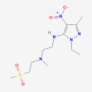molecular formula C12H23N5O4S B7273503 N-(2-ethyl-5-methyl-4-nitropyrazol-3-yl)-N'-methyl-N'-(2-methylsulfonylethyl)ethane-1,2-diamine 