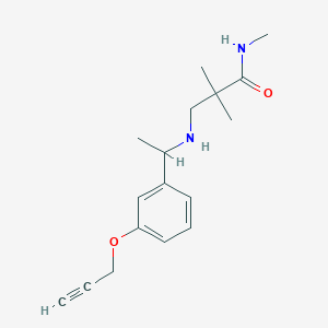 molecular formula C17H24N2O2 B7273547 N,2,2-trimethyl-3-[1-(3-prop-2-ynoxyphenyl)ethylamino]propanamide 