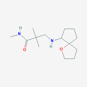molecular formula C14H26N2O2 B7273559 N,2,2-trimethyl-3-(1-oxaspiro[4.4]nonan-9-ylamino)propanamide 
