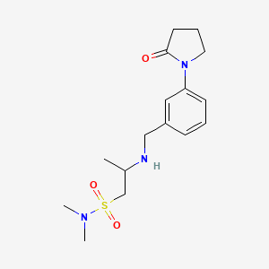 molecular formula C16H25N3O3S B7273567 N,N-dimethyl-2-[[3-(2-oxopyrrolidin-1-yl)phenyl]methylamino]propane-1-sulfonamide 