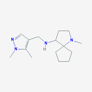 molecular formula C15H26N4 B7273585 N-[(1,5-dimethylpyrazol-4-yl)methyl]-1-methyl-1-azaspiro[4.4]nonan-4-amine 