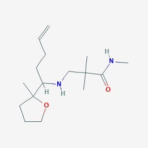 molecular formula C16H30N2O2 B7273591 N,2,2-trimethyl-3-[1-(2-methyloxolan-2-yl)pent-4-enylamino]propanamide 
