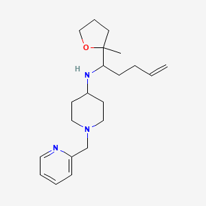 molecular formula C21H33N3O B7273598 N-[1-(2-methyloxolan-2-yl)pent-4-enyl]-1-(pyridin-2-ylmethyl)piperidin-4-amine 