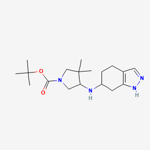 molecular formula C18H30N4O2 B7273609 tert-butyl 3,3-dimethyl-4-(4,5,6,7-tetrahydro-1H-indazol-6-ylamino)pyrrolidine-1-carboxylate 