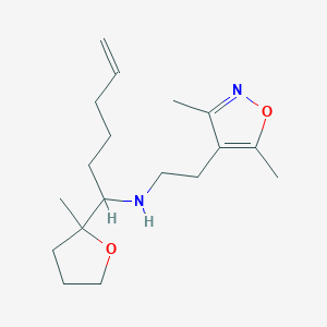 molecular formula C18H30N2O2 B7273623 N-[2-(3,5-dimethyl-1,2-oxazol-4-yl)ethyl]-1-(2-methyloxolan-2-yl)hex-5-en-1-amine 