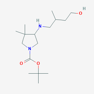 molecular formula C16H32N2O3 B7273632 Tert-butyl 4-[(4-hydroxy-2-methylbutyl)amino]-3,3-dimethylpyrrolidine-1-carboxylate 