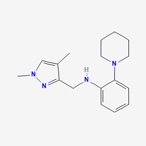 molecular formula C17H24N4 B7273748 N-[(1,4-dimethylpyrazol-3-yl)methyl]-2-piperidin-1-ylaniline 