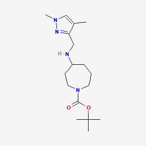 molecular formula C17H30N4O2 B7273754 Tert-butyl 4-[(1,4-dimethylpyrazol-3-yl)methylamino]azepane-1-carboxylate 