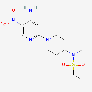 molecular formula C13H21N5O4S B7273814 N-[1-(4-amino-5-nitropyridin-2-yl)piperidin-4-yl]-N-methylethanesulfonamide 