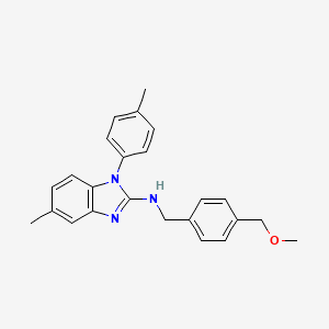 molecular formula C24H25N3O B7273818 N-[[4-(methoxymethyl)phenyl]methyl]-5-methyl-1-(4-methylphenyl)benzimidazol-2-amine 