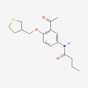 molecular formula C17H23NO3S B7273832 N-[3-acetyl-4-(thiolan-3-ylmethoxy)phenyl]butanamide 