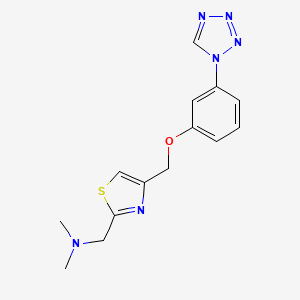 molecular formula C14H16N6OS B7273834 N,N-dimethyl-1-[4-[[3-(tetrazol-1-yl)phenoxy]methyl]-1,3-thiazol-2-yl]methanamine 