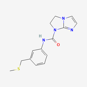 molecular formula C14H16N4OS B7273999 N-[3-(methylsulfanylmethyl)phenyl]-2,3-dihydroimidazo[1,2-a]imidazole-1-carboxamide 