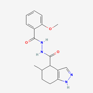 molecular formula C17H20N4O3 B7274000 N'-(2-methoxybenzoyl)-5-methyl-4,5,6,7-tetrahydro-1H-indazole-4-carbohydrazide 