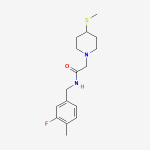 molecular formula C16H23FN2OS B7274079 N-[(3-fluoro-4-methylphenyl)methyl]-2-(4-methylsulfanylpiperidin-1-yl)acetamide 