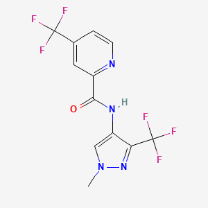 molecular formula C12H8F6N4O B7274135 N-[1-methyl-3-(trifluoromethyl)pyrazol-4-yl]-4-(trifluoromethyl)pyridine-2-carboxamide 