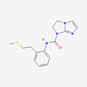 molecular formula C15H18N4OS B7274200 N-[2-(2-methylsulfanylethyl)phenyl]-2,3-dihydroimidazo[1,2-a]imidazole-1-carboxamide 