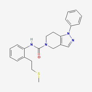 molecular formula C22H24N4OS B7274254 N-[2-(2-methylsulfanylethyl)phenyl]-1-phenyl-6,7-dihydro-4H-pyrazolo[4,3-c]pyridine-5-carboxamide 