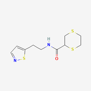 molecular formula C10H14N2OS3 B7274501 N-[2-(1,2-thiazol-5-yl)ethyl]-1,4-dithiane-2-carboxamide 