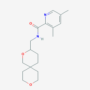 molecular formula C18H26N2O3 B7274520 N-(2,9-dioxaspiro[5.5]undecan-3-ylmethyl)-3,5-dimethylpyridine-2-carboxamide 