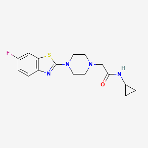 molecular formula C16H19FN4OS B7274571 N-cyclopropyl-2-[4-(6-fluoro-1,3-benzothiazol-2-yl)piperazin-1-yl]acetamide 