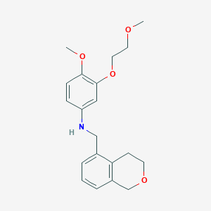 molecular formula C20H25NO4 B7274779 N-(3,4-dihydro-1H-isochromen-5-ylmethyl)-4-methoxy-3-(2-methoxyethoxy)aniline 
