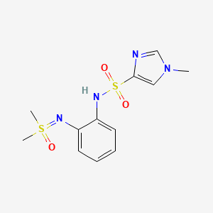 molecular formula C12H16N4O3S2 B7274880 N-[2-[[dimethyl(oxo)-lambda6-sulfanylidene]amino]phenyl]-1-methylimidazole-4-sulfonamide 