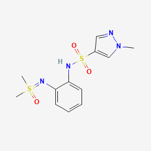 molecular formula C12H16N4O3S2 B7274894 N-[2-[[dimethyl(oxo)-lambda6-sulfanylidene]amino]phenyl]-1-methylpyrazole-4-sulfonamide 
