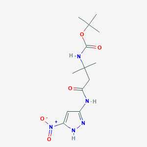 molecular formula C13H21N5O5 B7275003 tert-butyl N-[2-methyl-4-[(5-nitro-1H-pyrazol-3-yl)amino]-4-oxobutan-2-yl]carbamate 