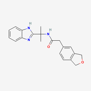 molecular formula C20H21N3O2 B7275026 N-[2-(1H-benzimidazol-2-yl)propan-2-yl]-2-(1,3-dihydro-2-benzofuran-5-yl)acetamide 