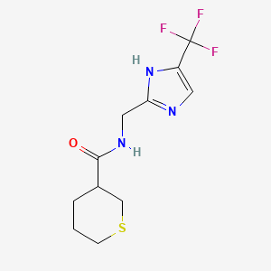 molecular formula C11H14F3N3OS B7275060 N-[[5-(trifluoromethyl)-1H-imidazol-2-yl]methyl]thiane-3-carboxamide 
