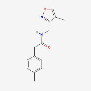 molecular formula C14H16N2O2 B7275101 N-[(4-methyl-1,2-oxazol-3-yl)methyl]-2-(4-methylphenyl)acetamide 