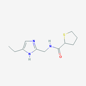 molecular formula C11H17N3OS B7275125 N-[(5-ethyl-1H-imidazol-2-yl)methyl]thiolane-2-carboxamide 