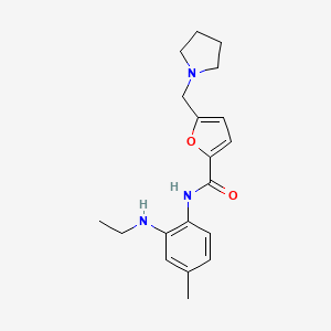 molecular formula C19H25N3O2 B7275245 N-[2-(ethylamino)-4-methylphenyl]-5-(pyrrolidin-1-ylmethyl)furan-2-carboxamide 